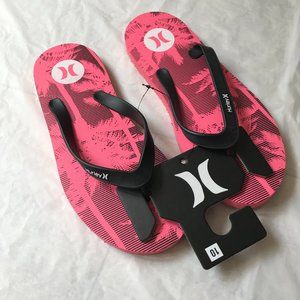 Hurley Men's Slides Sandals Flip Flops Black/Pink